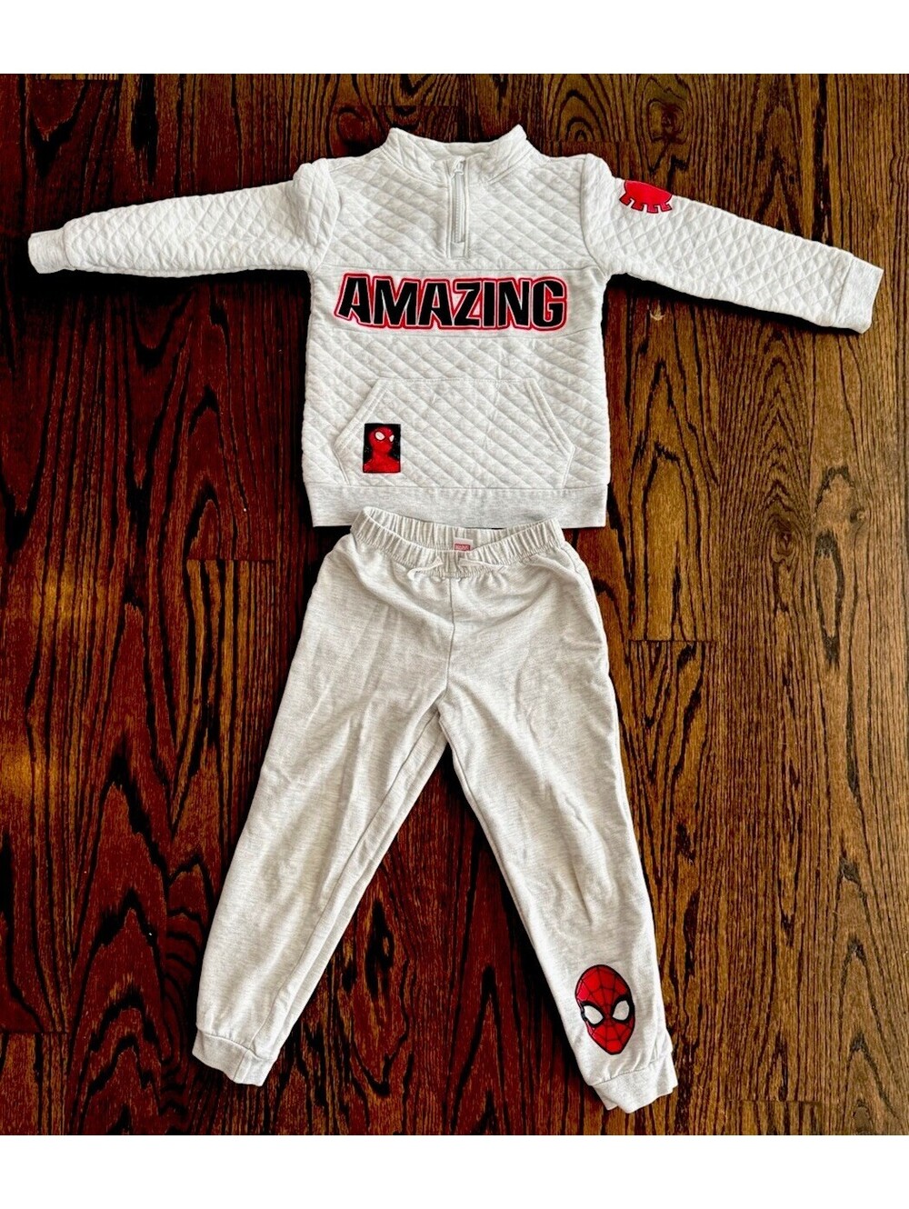 Marvel Spider-Man Boys Size 6 2 Piece Outfit Set Quilted Quarter Zip Joggers
